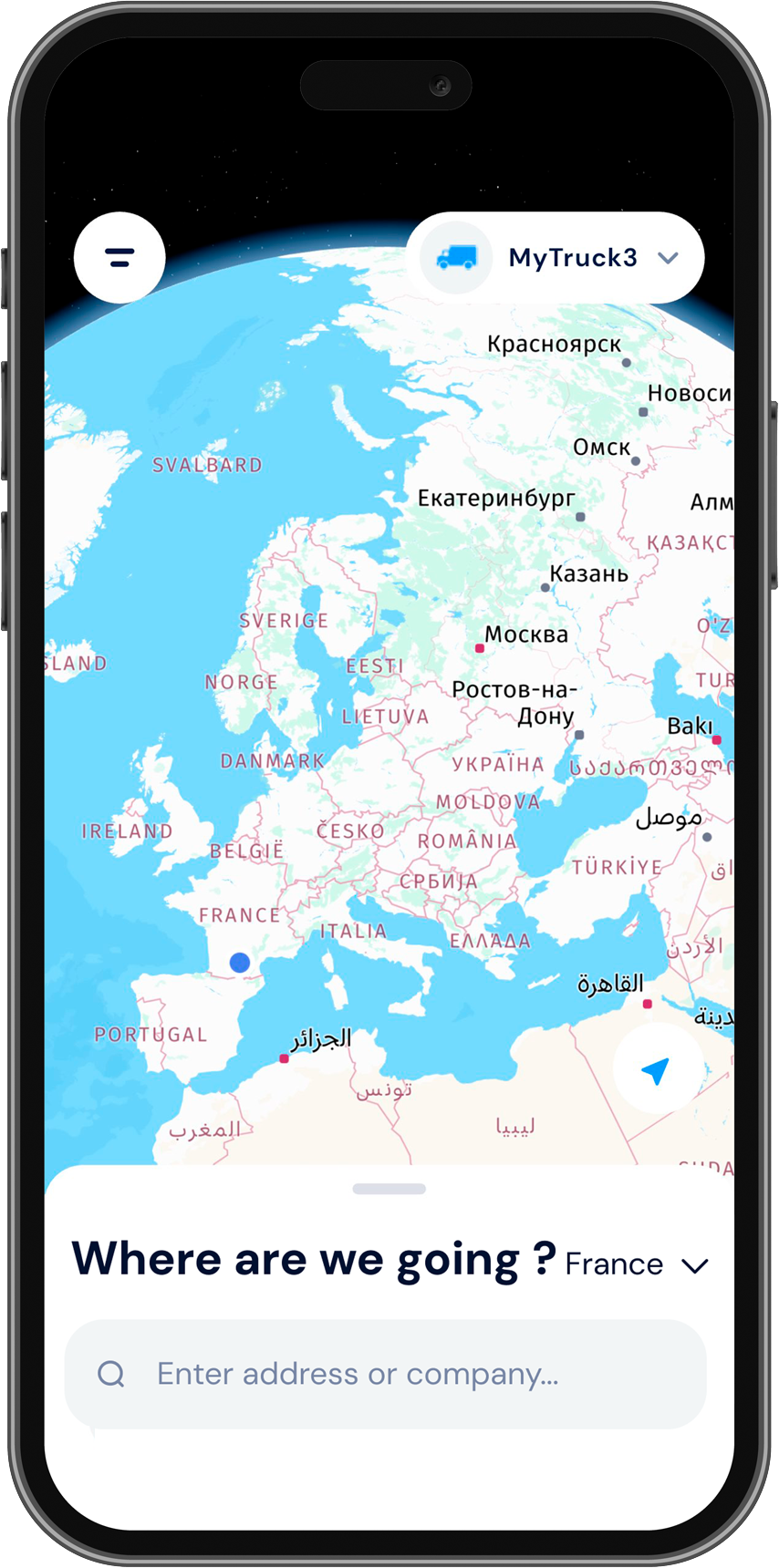 Visualisation des POI accessibles en poids lourd le long de l'itinéraire