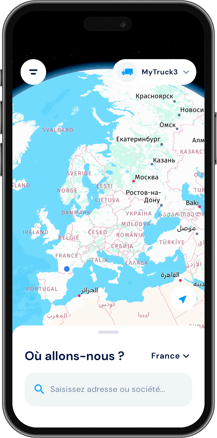 Visualisation des POI accessibles en poids lourd le long de l'itinéraire